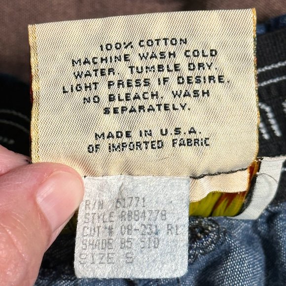 Vtg Gene Ewing Bis Denim Eyelet Shorts-Sz S/L - Picture 2 of 11